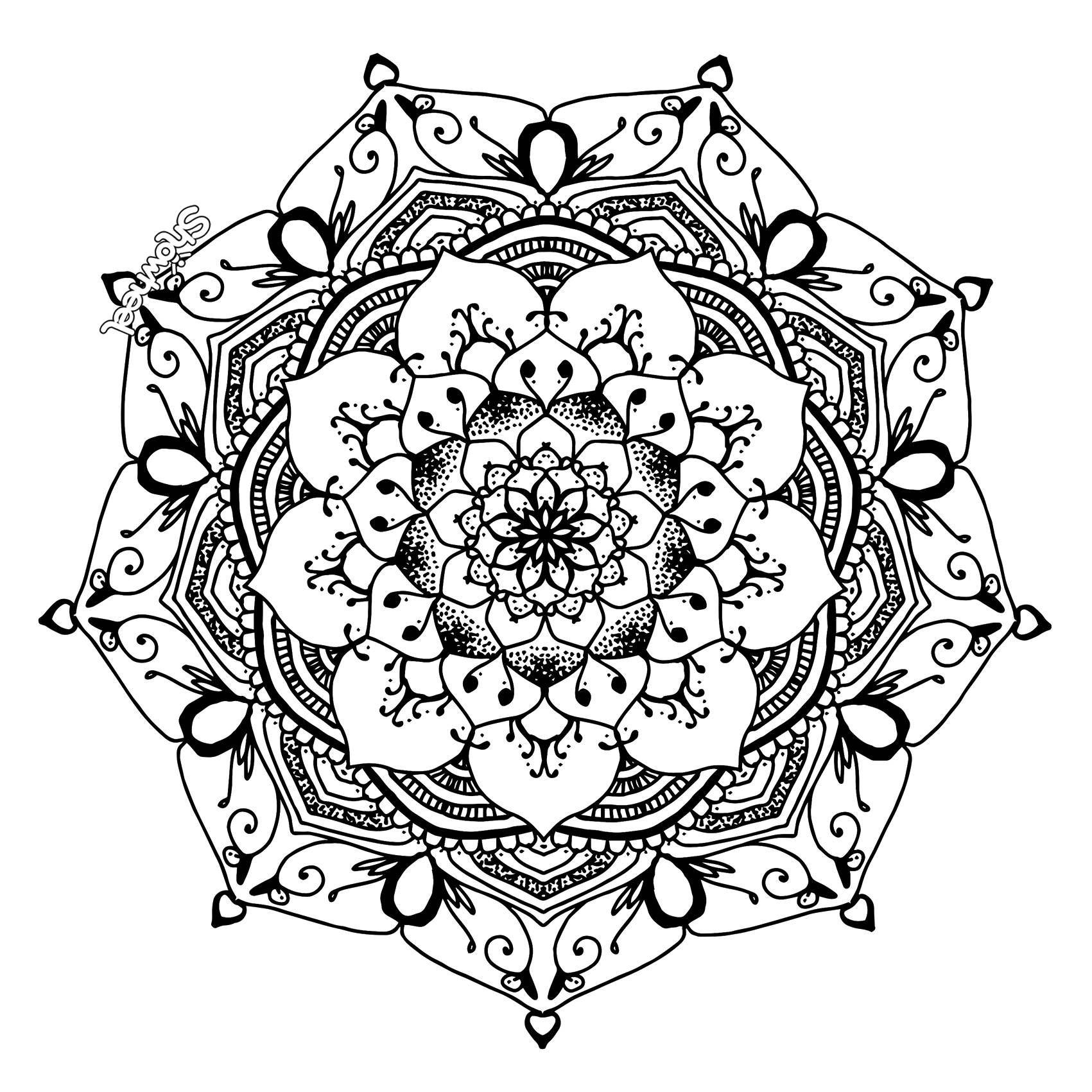 Mandala noir et blanc